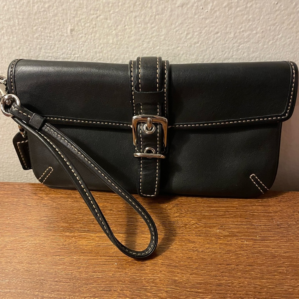 Coach Black Leather Wristlet
